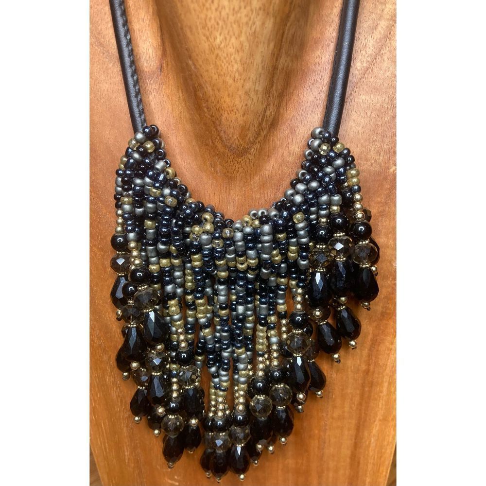 Cord and bead necklace